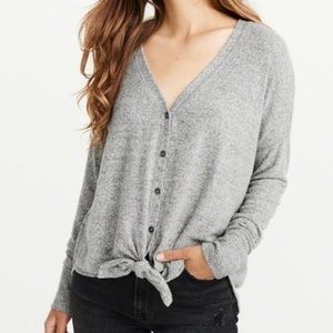 Abercrombie Tie-Front Button-Up Long Sleeve Top